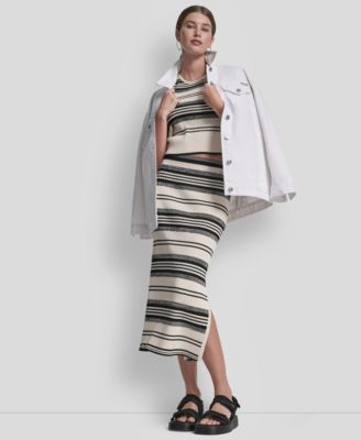 Women's Sleeveless Crew Neck Rib Sweater