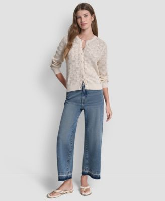 Women's Crew Neck Long-Sleeve Cardigan Sweater