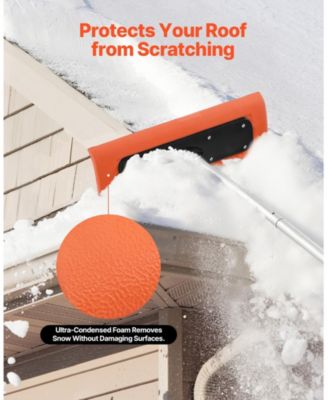 Snow Roof Rake, 17.7" Foam Blade, 7.3-18.4 ft Adjustable, Extension Tubes, Non-Slip Handle, Roof Scraper