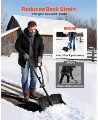 Snow Shovel, 18" Wide Plastic Blade, Assist D-Handle, Non-Slip Grip, Lightweight Driveway Snow Shovel