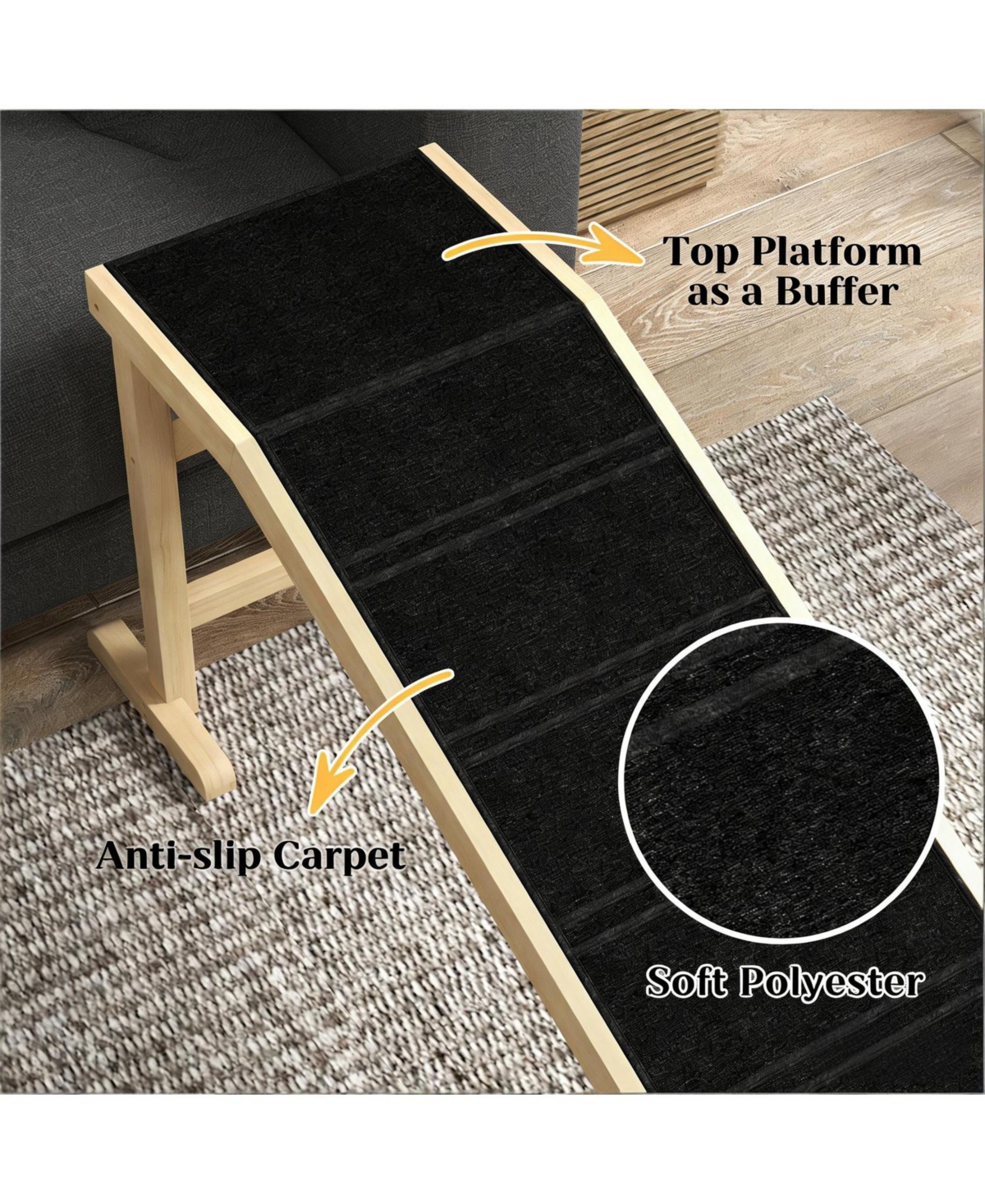 Aostirmotor Convenient Pet Ram Dog Ramp in Black