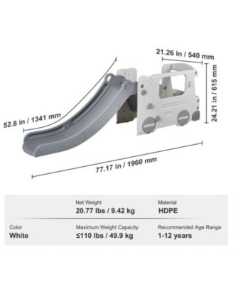 Toddler Slide, Kid Slide for Toddlers with Climbable Ladders & Bus Playhouse, Indoor Outdoor Slide Playset for Kids