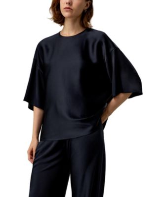 Women's Relaxed Silk Crewneck Blouse