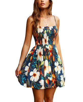Women's Square-Neck Sleeveless Woven Mini Dress with Bubble Hem