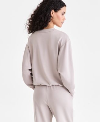 Women's Long-Sleeve Bubble-Hem Sweatshirt