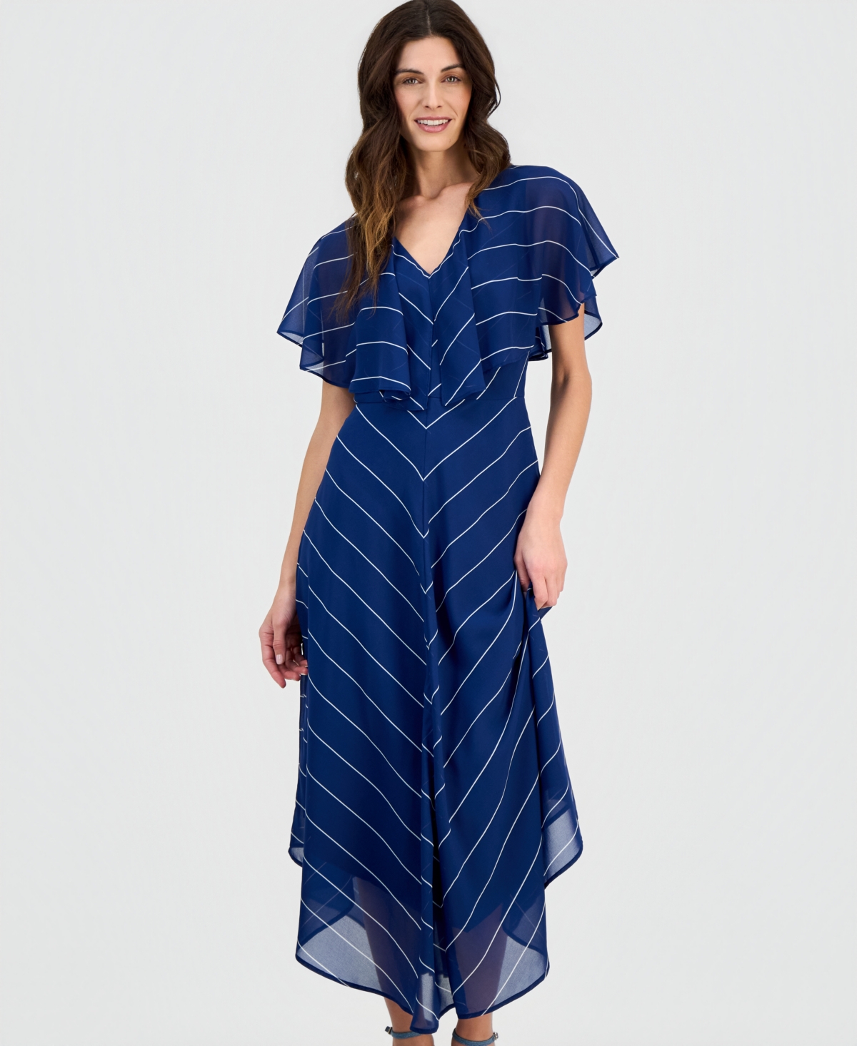 I.n.c. International Concepts Women's Capelet-Sleeve Point-Hem Midi Dress, Macy's Exclusive