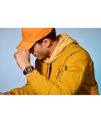 Eco-Drive Men's Disney Donald Duck Seeing Stars Black Leather Strap Watch 40mm