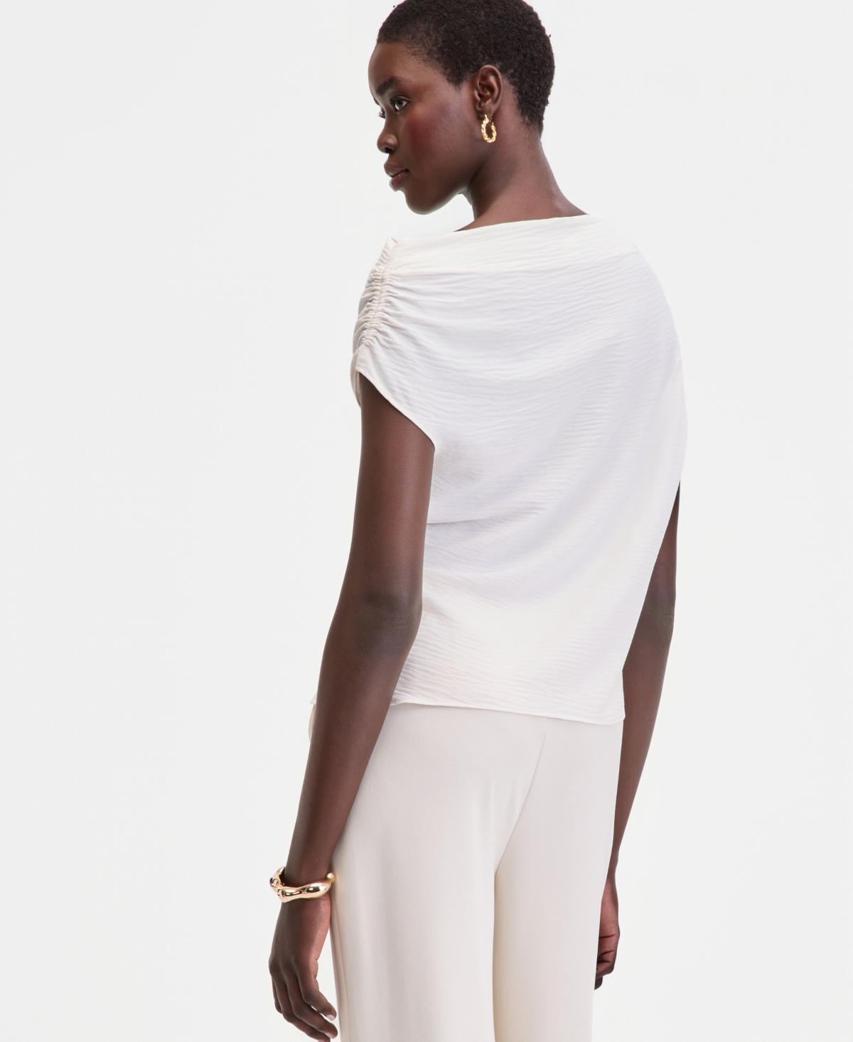 I.n.c. International Concepts Women's Short Sleeve Asymmetric Blouse, Macy's Exclusive