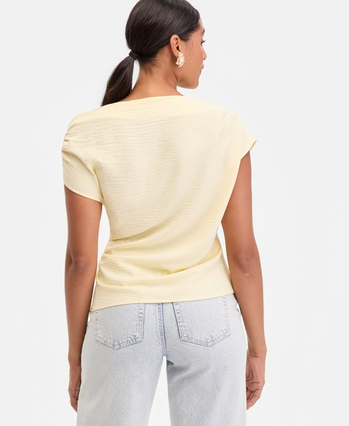 I.n.c. International Concepts Women's Short Sleeve Asymmetric Blouse, Macy's Exclusive