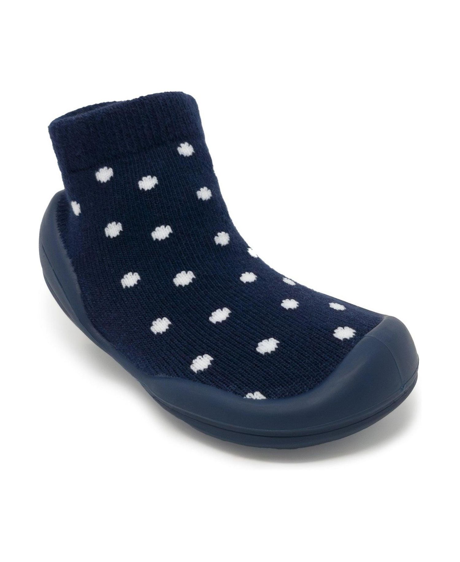 Baby Boy First Walk Sock Shoes Dotty Navy