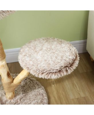 35.4'' Cat Tree with Wooden Scratching Posts in Natural Wood