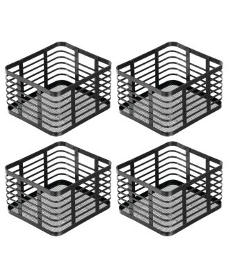 Metal Pantry Basket with Handles - Set of 4 - Matte Black