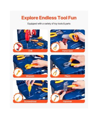 Kids Workbench, 56 pcs, Kids Tool Bench with Realistic Tools and Electric Drill, Pretend Play Construction Workbench Toys for Toddlers