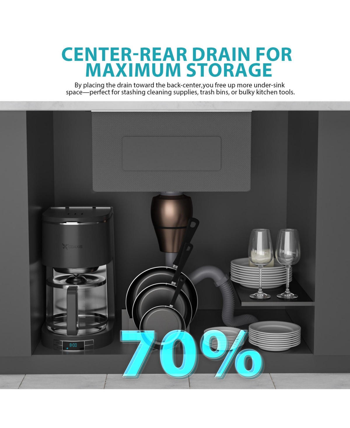 flynama 30x18x9inch Undermount Kitchen Sink Stainless Steel Single Bowl 16 Gauge Deep Basin