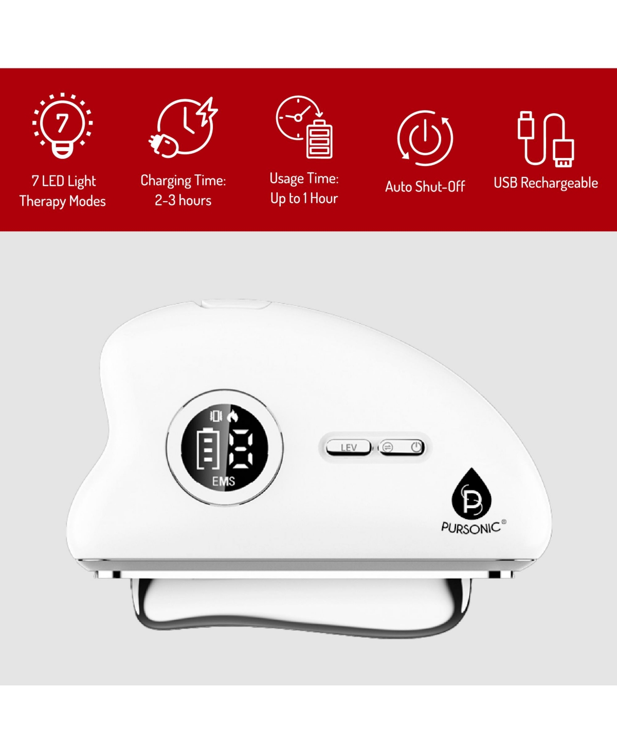 Pursonic Radiance Renewal Set – Light Gua Sha Tool, Vitamin C Serum & Cooling Ice Roller