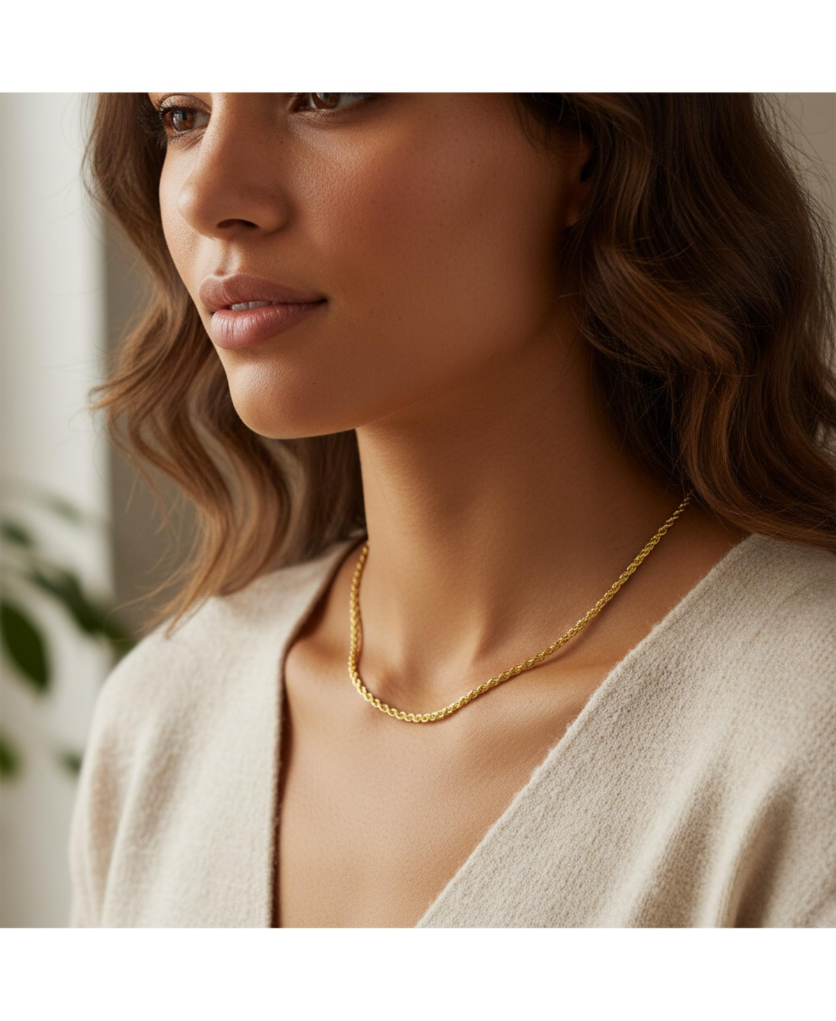 Bling Jewelry Timeless Solid Strong 2MM Yellow 14K Gold Sparkling Twist Cable Rope Chain Necklace