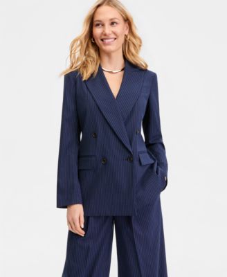 Women's Double-Breasted Pinstripe Blazer