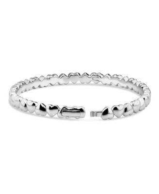 Sweet Heart Eternity Bangle Bracelet in Rhodium Plated Sterling Silver, Size Medium