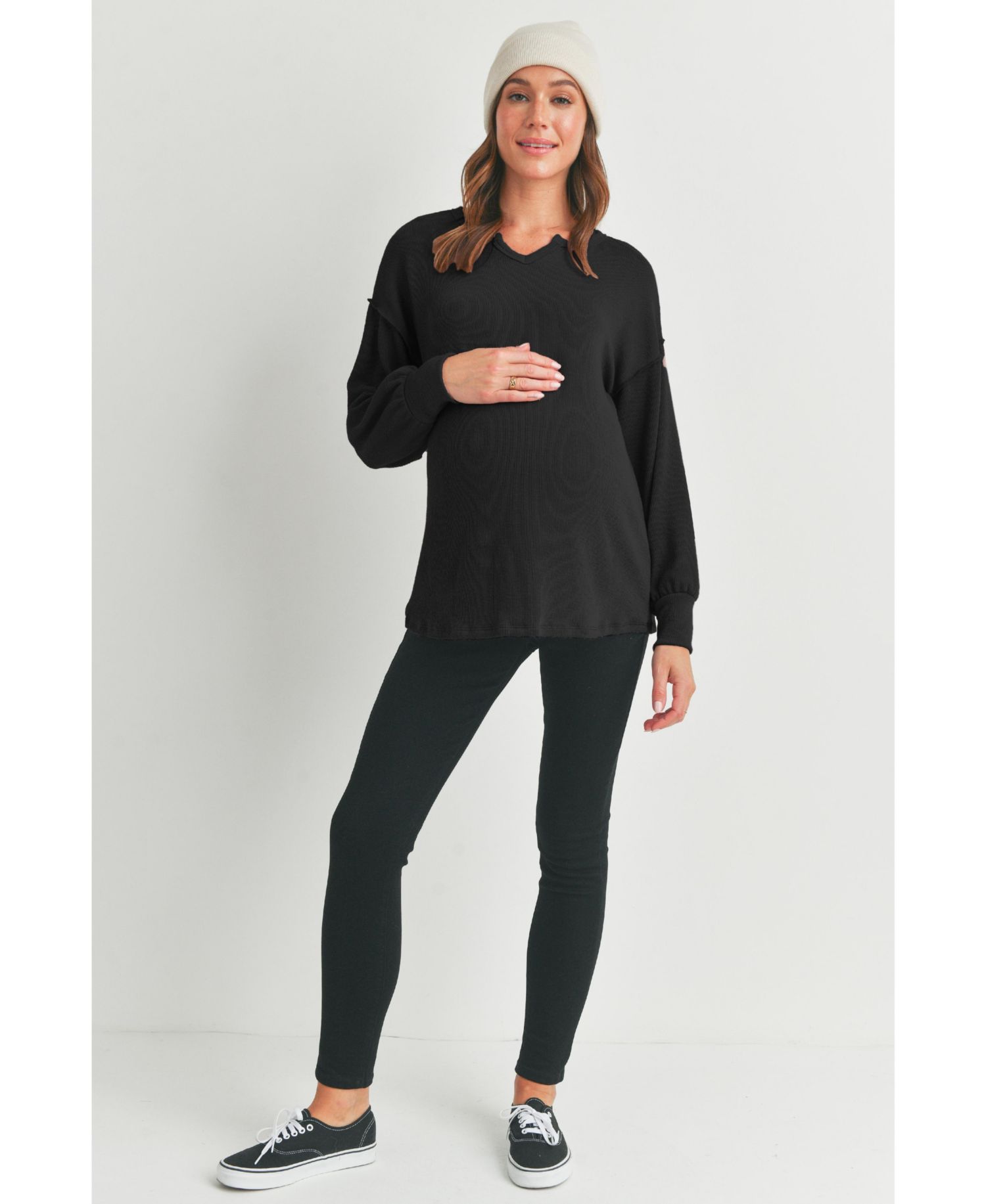 Women's Rib-Knit Split-Neck Top