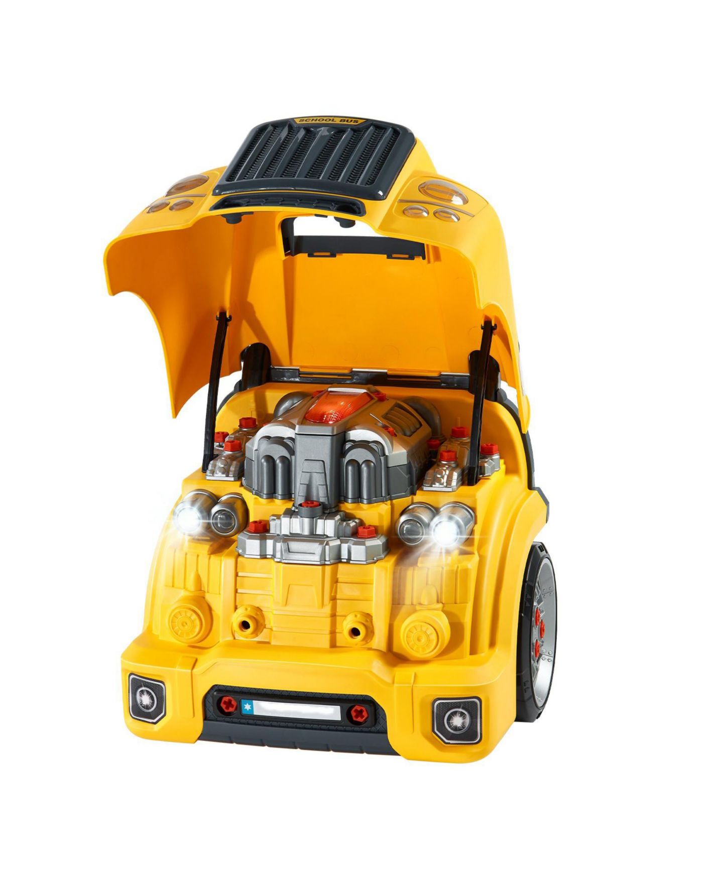 Детский игровой набор Slickblue Mechanic Car Repair 60-Piece Playset with Lights, Sounds, Steering Wheel and Horn, от 3 лет, цвет: Жёлтый — фото 7