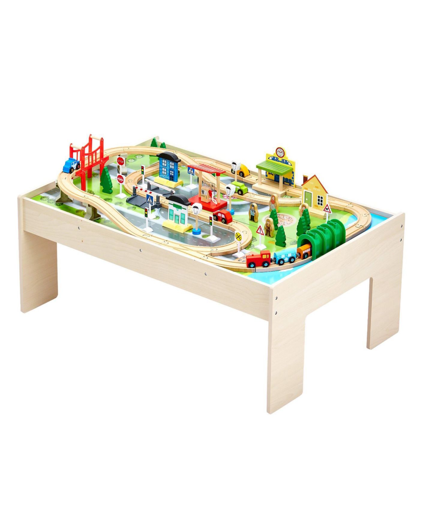 Детские конструкторы Slickblue Train Table 84-Piece Activity Set, Ages 3+, цвет: Натуральный — фото 7