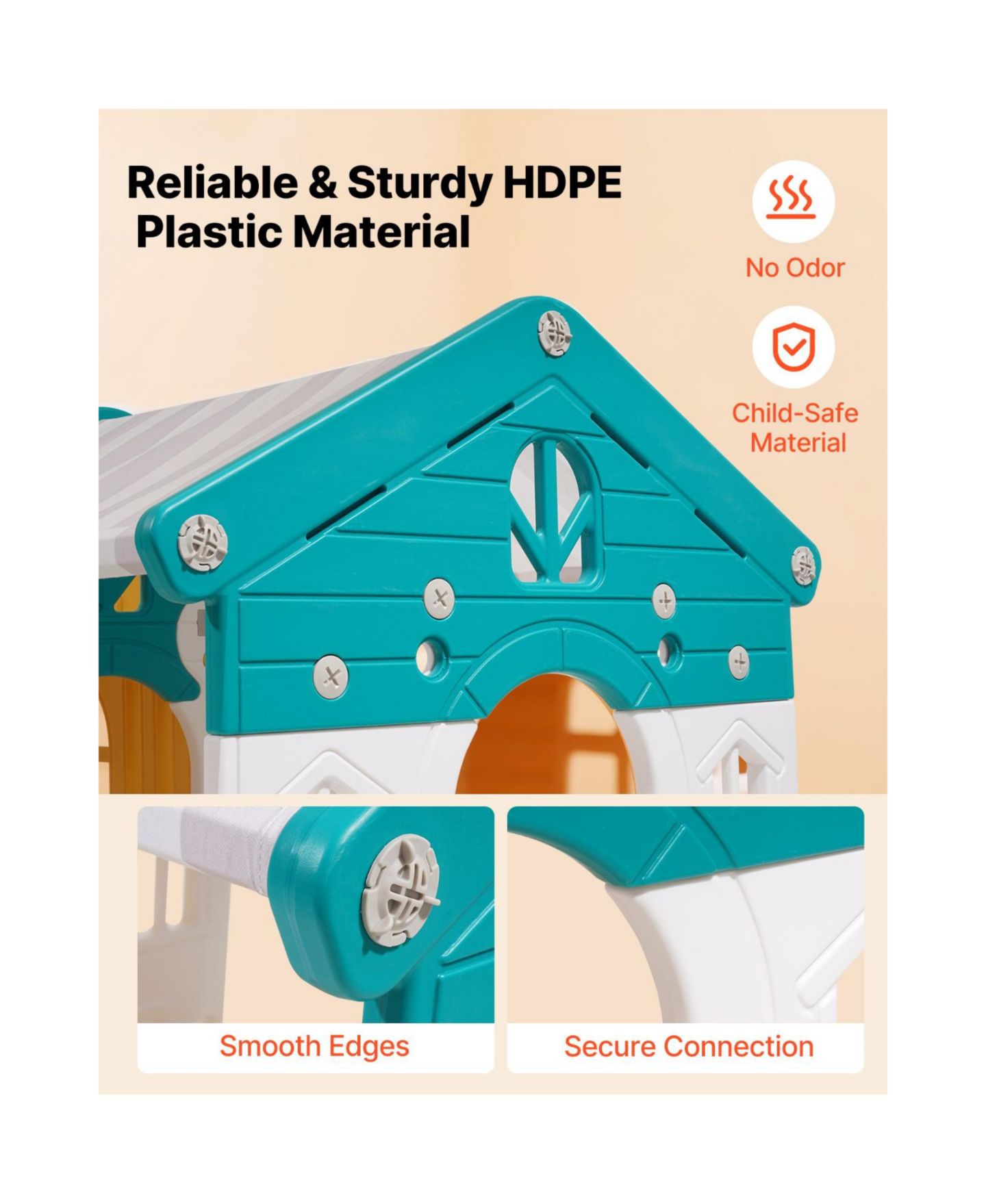 Детский игровой набор Slickblue Hdpe Toddler Playset with Slide, Basketball Hoop & Telescope, 73.6"L x 59.4"W x 43.5"H, Ages 1-3, цвет: Белый / Жёлтый — фото 6