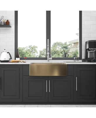33x21x10inch Gold Farmhouse Kitchen Sink Stainless Steel Apron Front 16 Gauge