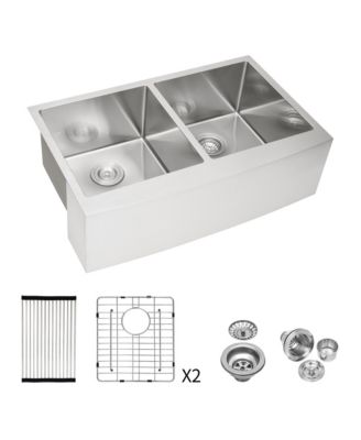 33x21x10inch Double Bowl Farmhouse Sink Stainless Steel 16 Gauge Apron Front Kitchen Sink