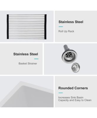 33x19x10.33inch White Quartz Composite Kitchen Sink Double Bowl Undermount