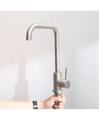 24inch Silver Brushed Stainless Steel Washing Sink with Faucet Hoses Drain Head Only 12 Gauge Noise Reducing Pads