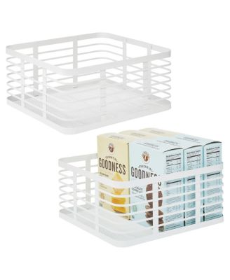Metal Pantry Basket with Handles - Set of 2 - Matte White
