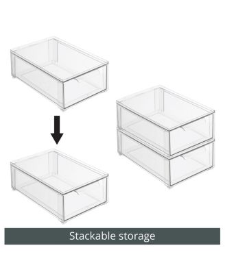 Stackable Pull-Out Sliding Storage Drawer - Set of 4 - Clear