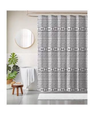 Polyester Shower Curtain with Scandinavian Chevron Design, 72-Inch