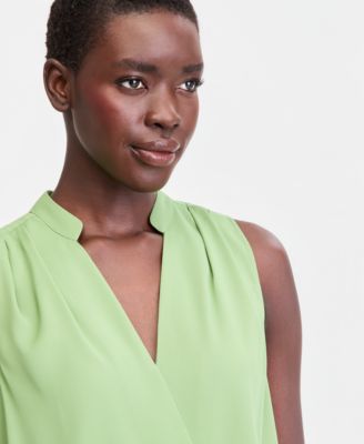 Women's Sleeveless Faux Wrap Blouse