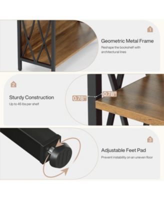 70.87" Tall Bookshelf Set of 2, 6-Tier Industrial Bookcase with Geometric Metal Frame & Open Storage Shelves, Freestanding Display Shelf