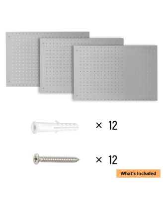 Pegboard 3PC  Wall Organizer Panels 24"x16", Gray