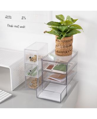 3-Drawer Stackable Organizer for Kitchen or Pantry - Set of 4 - Clear