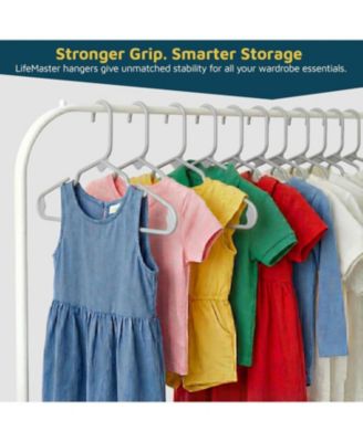 Kids Plastic Hangers, Gray, 11.6", with shoulder notches, space-saving, hold 5 lbs, ideal for baby, toddler & kids  clothes, 20-pack.
