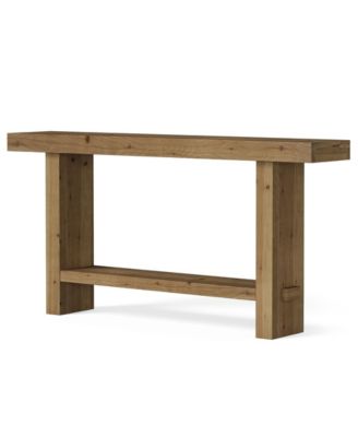 63-Inch Solid Wood Console Table, 2-Tier Narrow Farmhouse Entryway Table for Hallway, Entrance, Living Room, Behind The Couch,Brown