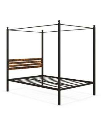  4-Post Canopy Bed Frame Rustproof Metal Noise-free with Foot Pads