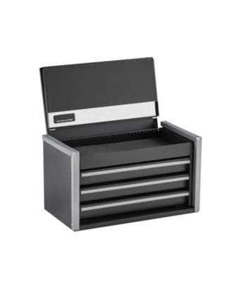 Metal Tool Box, 8.6", 3-Drawer Portable Tool Chest, EVA Liners, PP Feet, Ball-Bearing Slides, Black