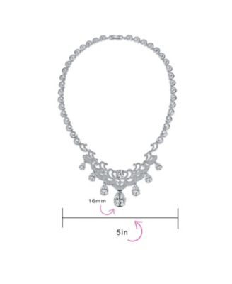 Estate Jewelry Art Deco Style CZ Cubic Zirconia Dangling Teardrops Statement Collar Necklace