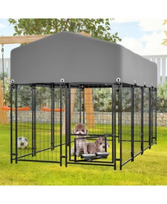  Dog Crate with UV-Resistant Waterproof Cover in Grey