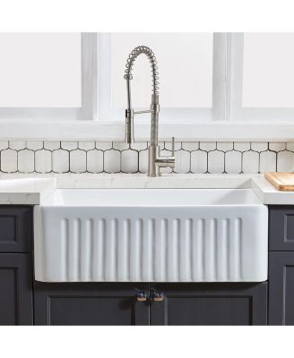 36x20inch Fireclay Farmhouse Kitchen Sink Reversible Grid Strainer 10 Inch Deep