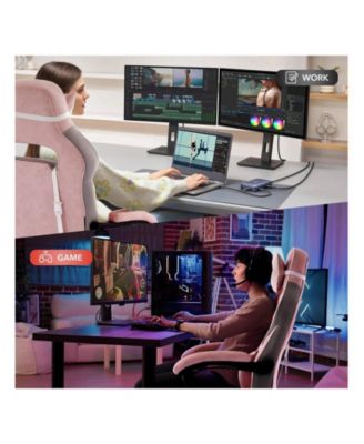 Video Gaming Chair With Massage Lumbar Support And Footrest Height Adjustable Big And 50.3inch Tall Ergonomic PU Leather