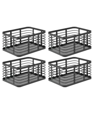 Metal Pantry Basket with Handles - Set of 4 - Matte Black