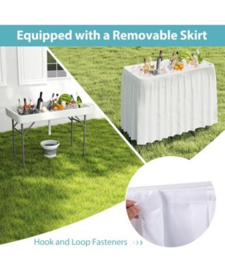4 Foot Ice Cooler Folding Table Outdoor Portable Ice Bin Table with Large Sink