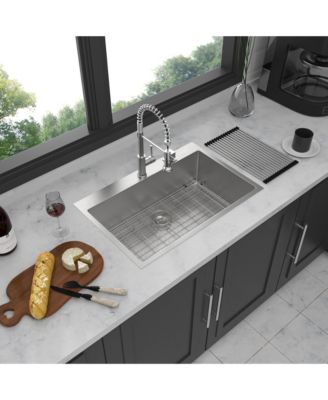 33x22x10inch 16 Gauge T304 Stainless Steel Drop In Topmount Single Bowl Kitchen Sink with Complete Accessories