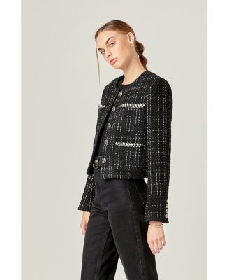 Women's Black and White Tweed Jacket