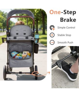 All-Terrain Wagon Stroller for Two Kids with Canopy, Snack Tray and Shock-Absorbing Wheels